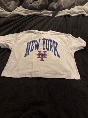 47 White New York Tee with Blue and Orange Logo - Kids